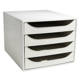   Irattároló, műanyag, 4 fiókos, EXACOMPTA "Ecobox Office", szürke-szürke