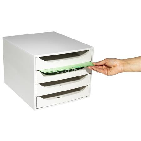 Irattároló, műanyag, 4 fiókos, EXACOMPTA "Ecobox Office", szürke-szürke