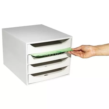Irattároló, műanyag, 4 fiókos, EXACOMPTA "Ecobox Office", szürke-szürke