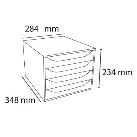 Irattároló, műanyag, 4 fiókos, EXACOMPTA "Ecobox Office", szürke-szürke