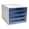 Irattároló, műanyag, 4 fiókos, EXACOMPTA "Ecobox Linicolor", jégkék