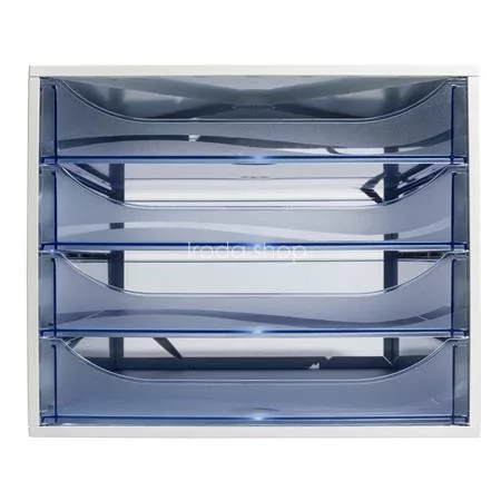 Irattároló, műanyag, 4 fiókos, EXACOMPTA "Ecobox Linicolor", jégkék