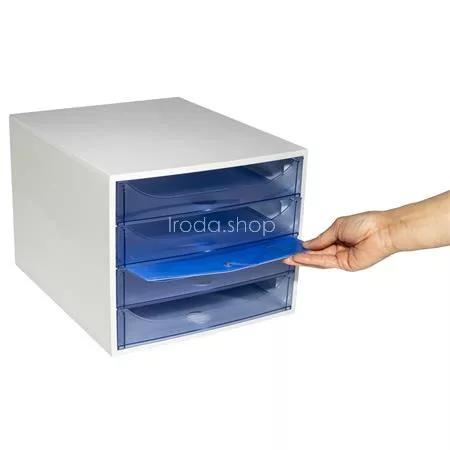 Irattároló, műanyag, 4 fiókos, EXACOMPTA "Ecobox Linicolor", jégkék