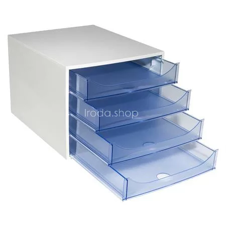 Irattároló, műanyag, 4 fiókos, EXACOMPTA "Ecobox Linicolor", jégkék
