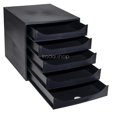 Irattároló, műanyag, 5 fiókos, EXACOMPTA "Ecobox ExoBlack", fekete