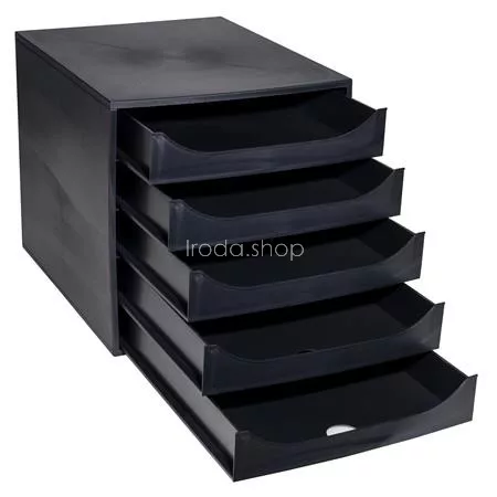 Irattároló, műanyag, 5 fiókos, EXACOMPTA "Ecobox ExoBlack", fekete