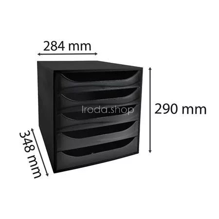 Irattároló, műanyag, 5 fiókos, EXACOMPTA "Ecobox ExoBlack", fekete