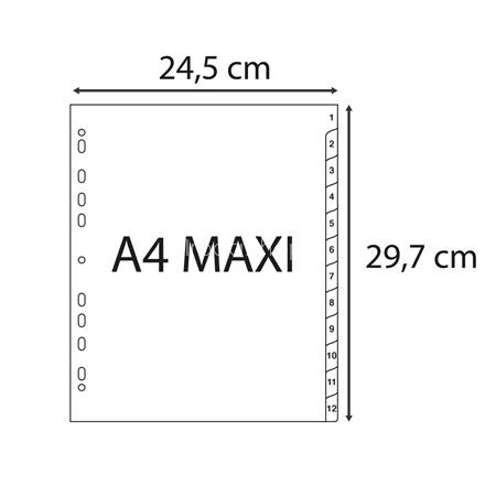Regiszter, műanyag, A4+, 1-12, EXACOMPTA, szürke