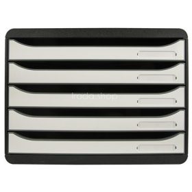   Irattároló, műanyag, 5 fiókos, EXACOMPTA "BIigBox Glossy", fekete-fehér