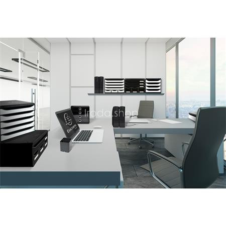 Irattároló, műanyag, 5 fiókos, EXACOMPTA "BIigBox Glossy", fekete-fehér