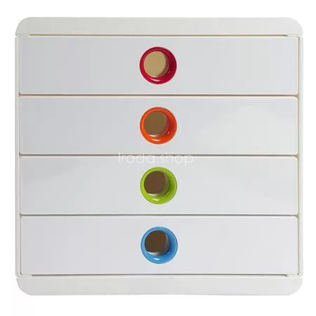 Irattároló, műanyag, 4 fiókos, EXACOMPTA "Pop-Box", fehér