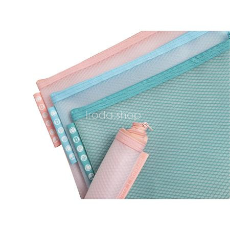 Rendszerező tasak, cipzáras, hálós, A5, EXACOMPTA "Chromaline Pastel", vegyes színek