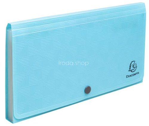 Harmonikamappa, 260x140 mm, PP, 7 rekeszes, EXACOMPTA "Pop'NCo", ciánkék