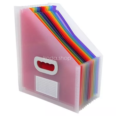 Harmonika iratpapucs, 265x325 mm, PP, 12 rekeszes, EXACOMPTA, színes
