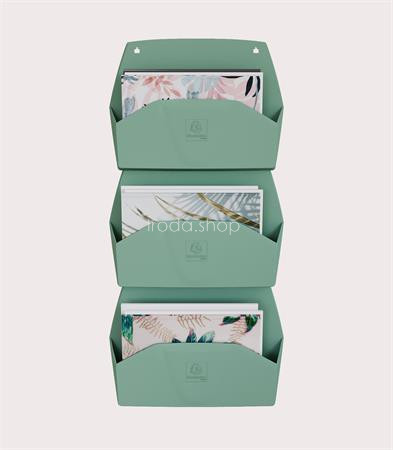 Fali rendszerező, 1 rekeszes, fekvő, 38,2x28,9x7,2 cm, EXACOMPTA "Autentik", zsályazöld