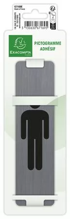 Információs tábla, öntapadó,4,4x16,5 cm, alumíniumhatású, EXACOMPTA, "Férfi"