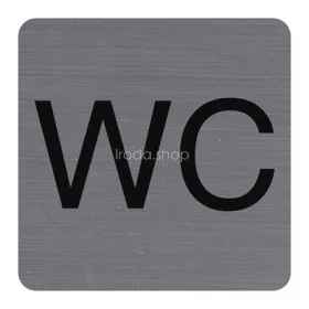   Információs tábla, öntapadó, 7,5x7,5 cm, alumíniumhatású, EXACOMPTA, "WC"