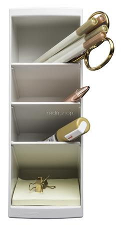 Asztali rendező, multifunkciós, 4 rekeszes, 8x23x11 cm, EXACOMPTA "Autentik", fehér