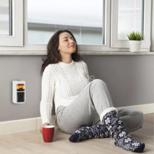 Home FKH 401 hordozható elektromos mini kerámia fűtőtest, 400W, elektronikus termosztát, lángeffekt, fehér