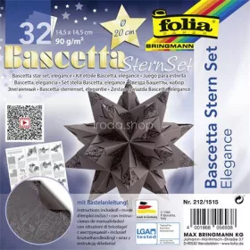   Bascetta csillag készlet, 14,5x14,5 cm, 90 g, 32 lap, FOLIA, barna-indiai álom