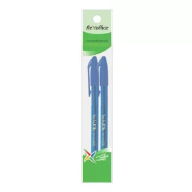   Golyóstoll, 0,4 mm, 2 db/bliszter, kupakos, FLEXOFFICE "TechJob", kék
