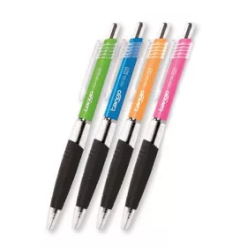   Golyóstoll, 0,35 mm, nyomógombos, vegyes színű, áttetsző test, FLEXOFFICE "Tango", kék