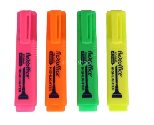Szövegkiemelő készlet, 1-4 mm, FLEXOFFICE "HL05", 4 különböző szín