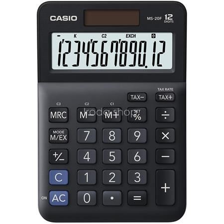 Számológép, asztali, 12 számjegy, CASIO "MS-20 F", fekete