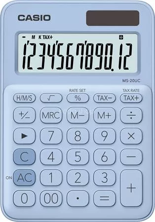 Számológép, asztali, 12 számjegy, CASIO, "MS 20 UC", világoskék
