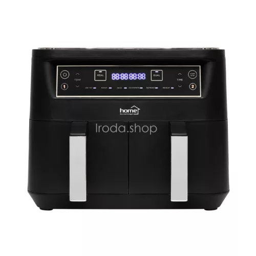 Home HG AF 24 air fryer, forrólevegős fritőz, 2 X 3,8 literes, 6-féle üzemmód, 2460 W, MEAL funkció, DUAL funkció, fekete