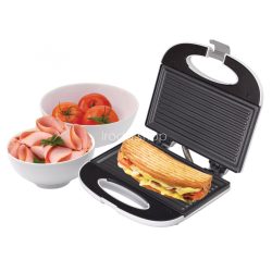   Home HG P 01 panini szendvicssütő, teljesítmény 750 W, tapadásmentes sütőfelület, jelzőfények