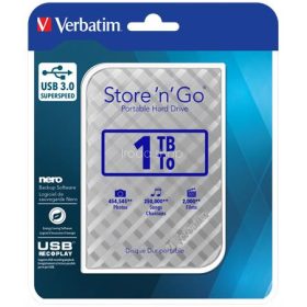   2,5" HDD (merevlemez), 1TB, USB 3.0, VERBATIM "Store n Go", ezüst
