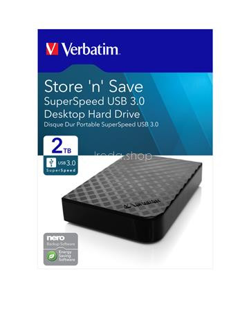 3,5" HDD (merevlemez), 2TB, USB 3.0, VERBATIM "Store n Save"