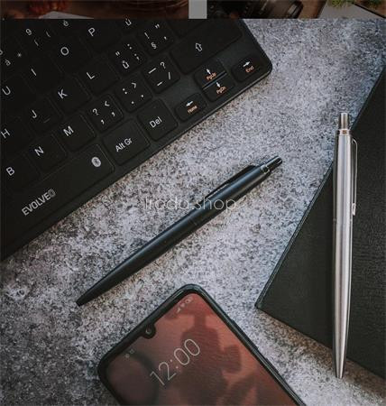 Golyóstoll, 0,7 mm, nyomógombos, fekete színű klip, matt fekete tolltest, PARKER, "Royal Jotter XL", kék