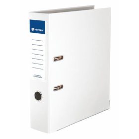   Iratrendező, 75 mm, A4, PP/karton, élvédő sínnel, VICTORIA OFFICE, "Basic", fehér