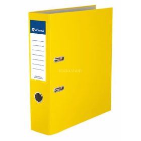   Iratrendező, 75 mm, A4, PP/karton, élvédő sínnel, VICTORIA OFFICE, "Basic", sárga