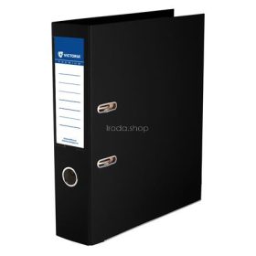   Iratrendező, 75 mm, A4, PP/PP, élvédő sínnel, VICTORIA OFFICE, "Premium", fekete