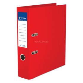   Iratrendező, 75 mm, A4, PP/PP, élvédő sínnel, VICTORIA OFFICE, "Premium", piros