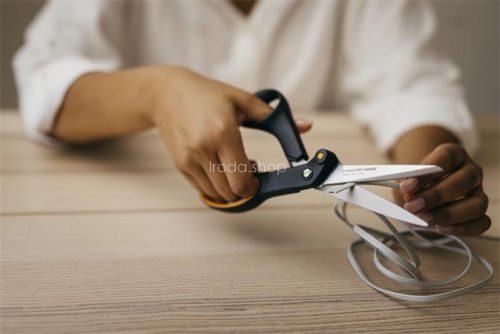 Olló, barkács, 21 cm, FISKARS "Amplify", fekete