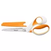 Olló, általános, 23 cm, FISKARS "RazorEdge Softgrip", narancssárga-fehér