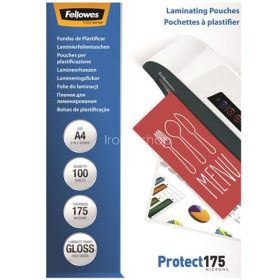   Meleglamináló fólia, 175 mikron, A4, fényes, 100 db, FELLOWES