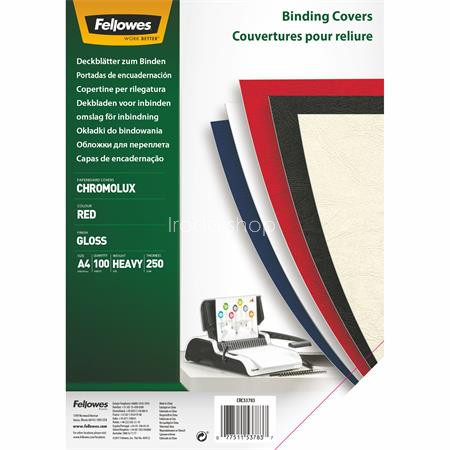 Hátlap, A4, 250 g, fényes, FELLOWES "Chromolux", piros