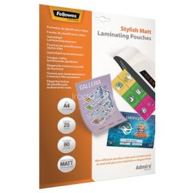   Meleglamináló fólia, 80 mikron, A4, matt, 25 db, FELLOWES "Admire Stylish"