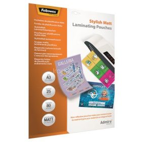   Meleglamináló fólia, 80 mikron, A3, matt, 25 db, FELLOWES, "Admire Stylish"