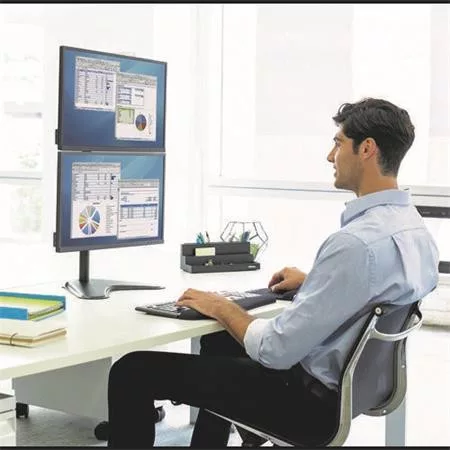 Monitortartó kar, FELLOWES, "Seasa™ Dual Stacking", fekete