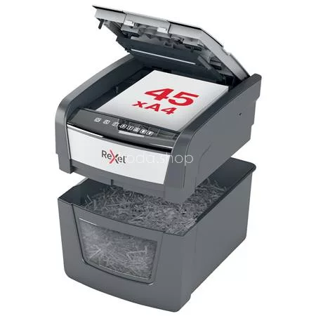 Iratmegsemmisítő, konfetti, 45 lap, REXEL "Optimum AutoFeed 45X"