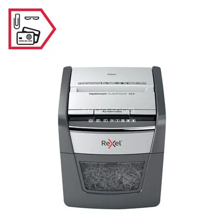 Iratmegsemmisítő, konfetti, 45 lap, REXEL "Optimum AutoFeed 45X"
