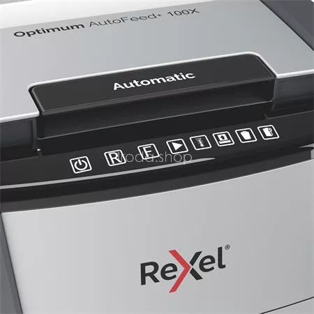 Iratmegsemmisítő, konfetti, 100 lap, REXEL "Optimum AutoFeed+ 100X"