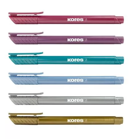 Ecsetirón készlet, KORES "Metallic Style", 6 metál szín