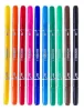 Filctoll készlet, 1-3 mm, kétvégű, kimosható, KORES "Korellos 2in1", 10 különböző szín